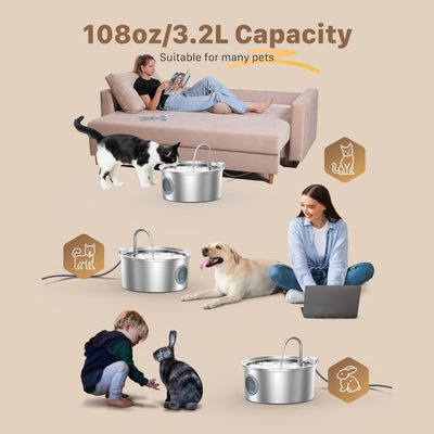 IntiMeg Fuente de agua para gatos de 3,2 litros