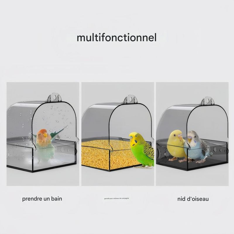 FurryFusion Bain d'oiseaux polyvalent