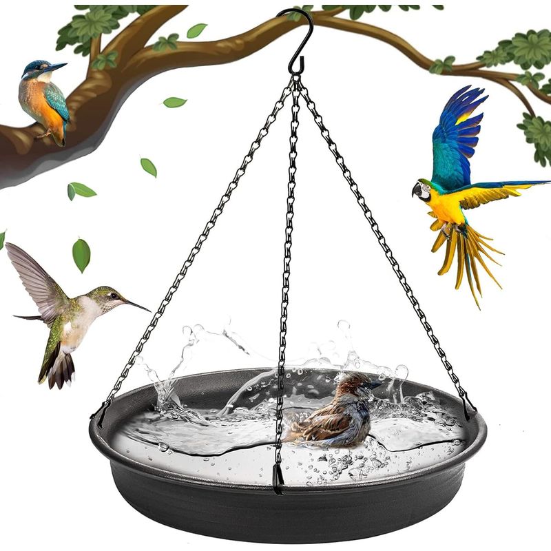 UAMLY Plateau de bain d'oiseaux suspendu, mangeoire à oiseaux