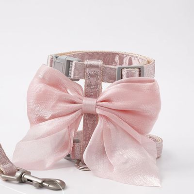 UAMLY Arnés para gato con correa y pajarita rosa