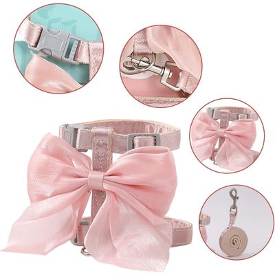 UAMLY Harnais pour chat avec laisse, nœud papillon rose
