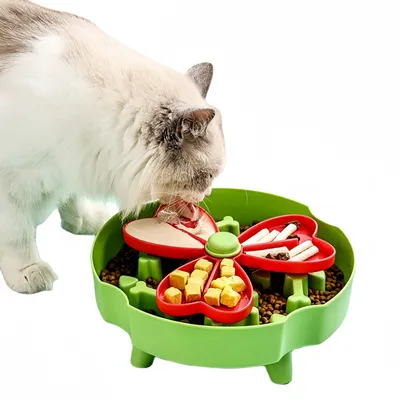 FurryFusion Gamelle anti - glouton pour chien et chat en forme de fleur