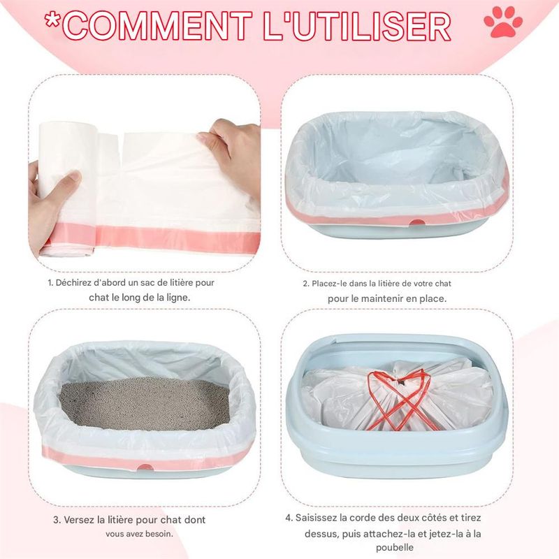 IntiMeg Sacs à litière pour chat ,104*45 cm ,30pcs