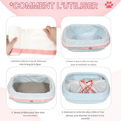 IntiMeg Sacs à litière pour chat ,104*45 cm ,30pcs