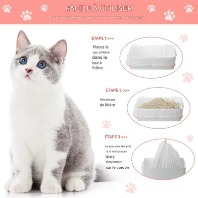 IntiMeg Sacs à litière pour chat ,104*45 cm ,30pcs