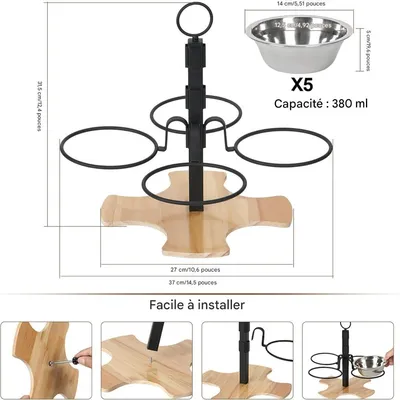 IntiMeg Gamelle surélevée pour chat,Livré avec quatre bols