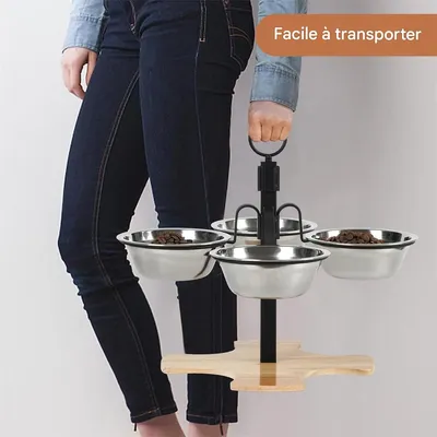 IntiMeg Gamelle surélevée pour chat,Livré avec quatre bols