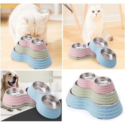 UAMLY Gamelles doubles amovibles en acier inoxydable pour chien