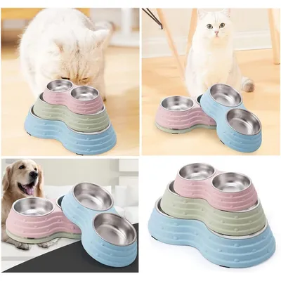 UAMLY Gamelles doubles amovibles en acier inoxydable pour chien