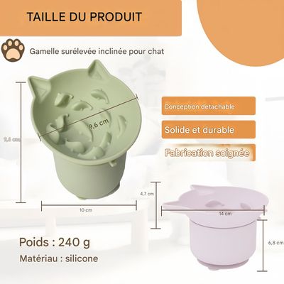 Petopia Gamelle surélevée à alimentation lente pour chat