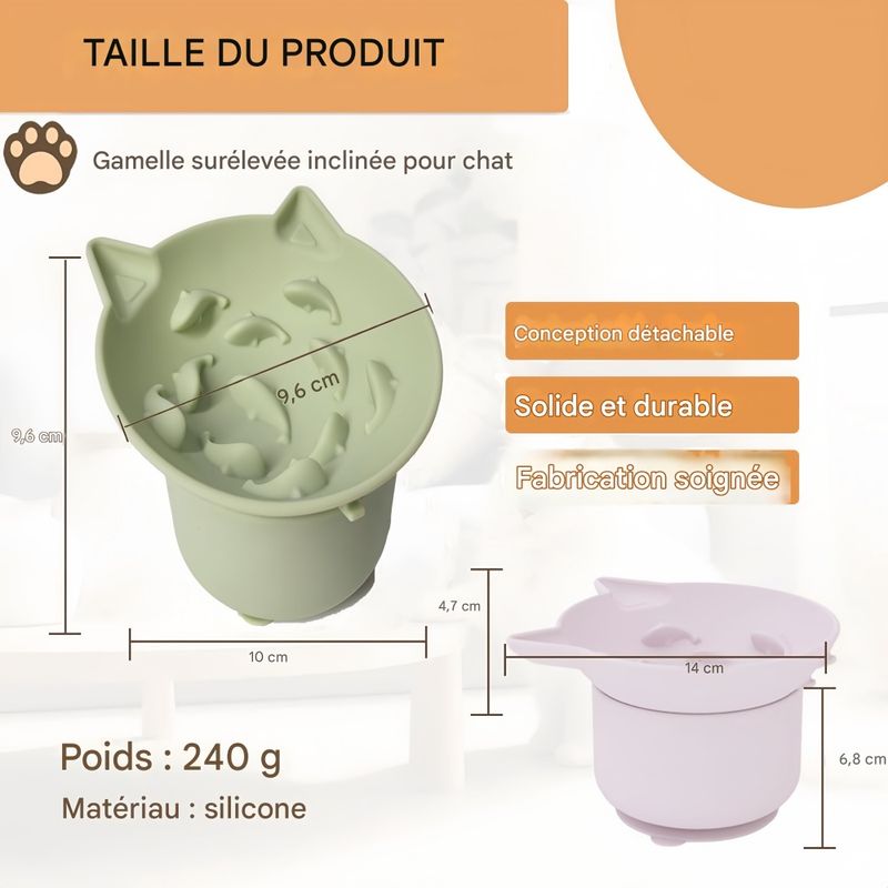 Petopia Gamelle surélevée à alimentation lente pour chat