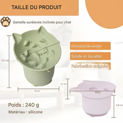 Petopia Gamelle surélevée à alimentation lente pour chat