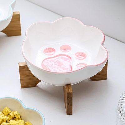 UAMLY écuelle en Forme de Patte de Chat avec Support en Bois