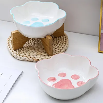 UAMLY écuelle en Forme de Patte de Chat avec Support en Bois