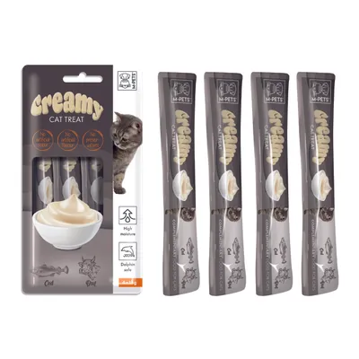 M-PETS - CREAMY Cabillaud & Boeuf - Friandise chat - 4x15g