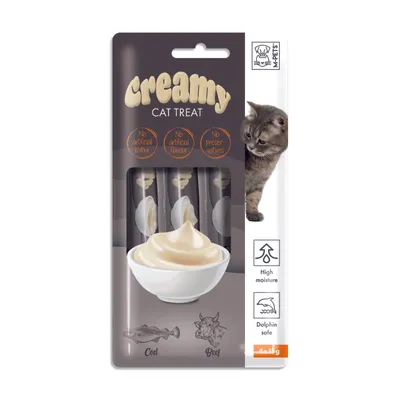 M-PETS - CREAMY Cabillaud & Boeuf - Friandise chat - 4x15g