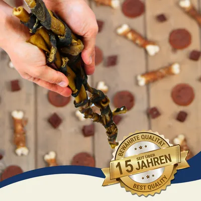 Lyra Pet® XXL barres de peau de tête de bœuf avec panse env. 70 cm