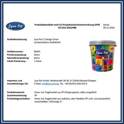 Lyra Pet® Seau design 5 L "Shanghai" - Edition limitée