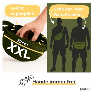 PiuPet® Leckerlitasche wasserdicht I Gassitasche 3 Fächern & Innentasche