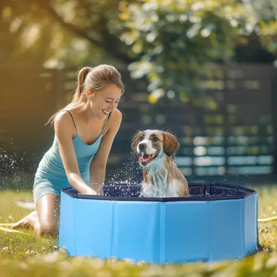 ZENITHMIND Piscine pliante pour chiens,80 * 20cm,S，Bleu