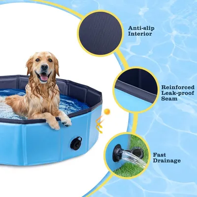 ZENITHMIND Piscine pliante pour chiens,80 * 20cm,S，Bleu