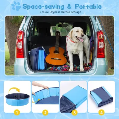 ZENITHMIND Piscine pliante pour chiens,80 * 20cm,S，Bleu