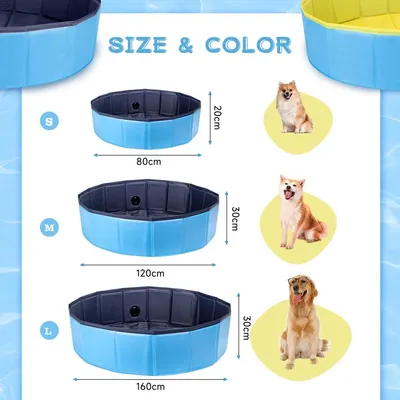 ZENITHMIND Piscine pliante pour chiens,80 * 20cm,S，Bleu