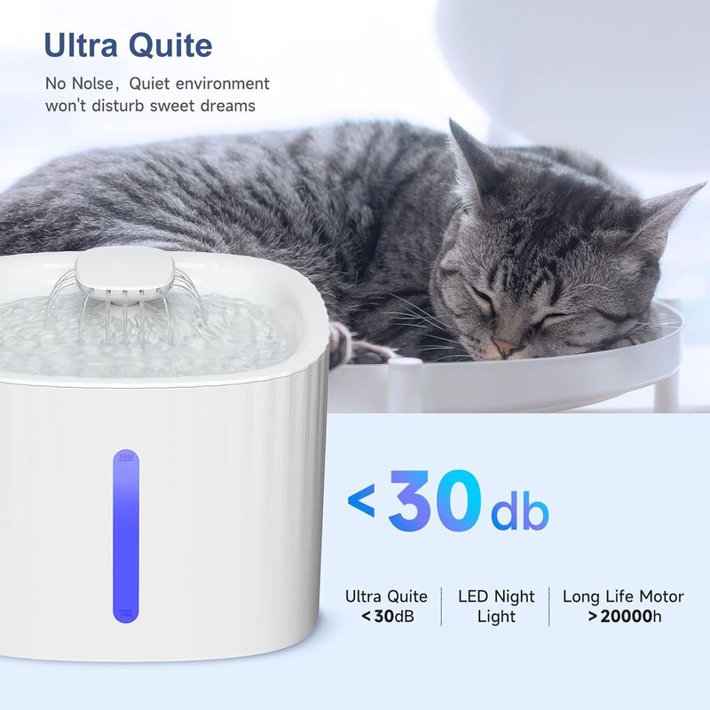 LovuPet Fontaine à Eau pour Chat Chien 3L,avec LED Fenêtre de Niveau d'eau