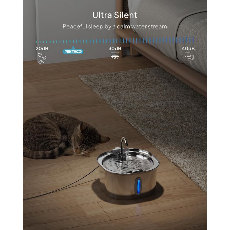 LovuPet Fontaine à Eau pour Chat–Fontaine à Eau en Acier Inoxydable de 3,2L