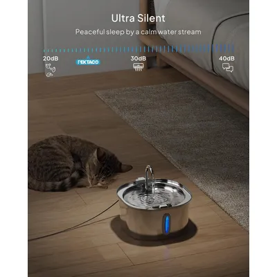 LovuPet Fontaine à Eau pour Chat–Fontaine à Eau en Acier Inoxydable de 2,2L