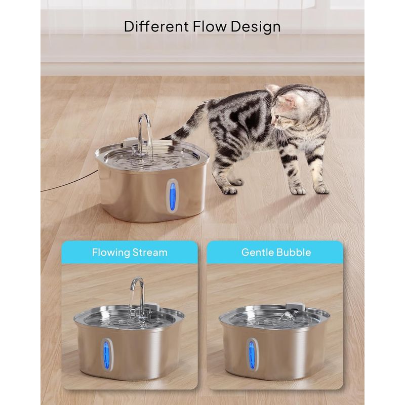 LovuPet Fontaine à Eau pour Chat–Fontaine à Eau en Acier Inoxydable de 3,2L