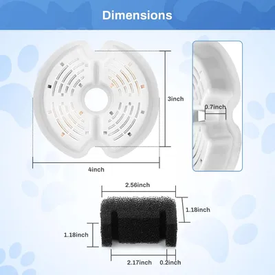 LovuPet 4PCS Filtres pour Fontaine Eau Chat pour 2L Fontaine Chat