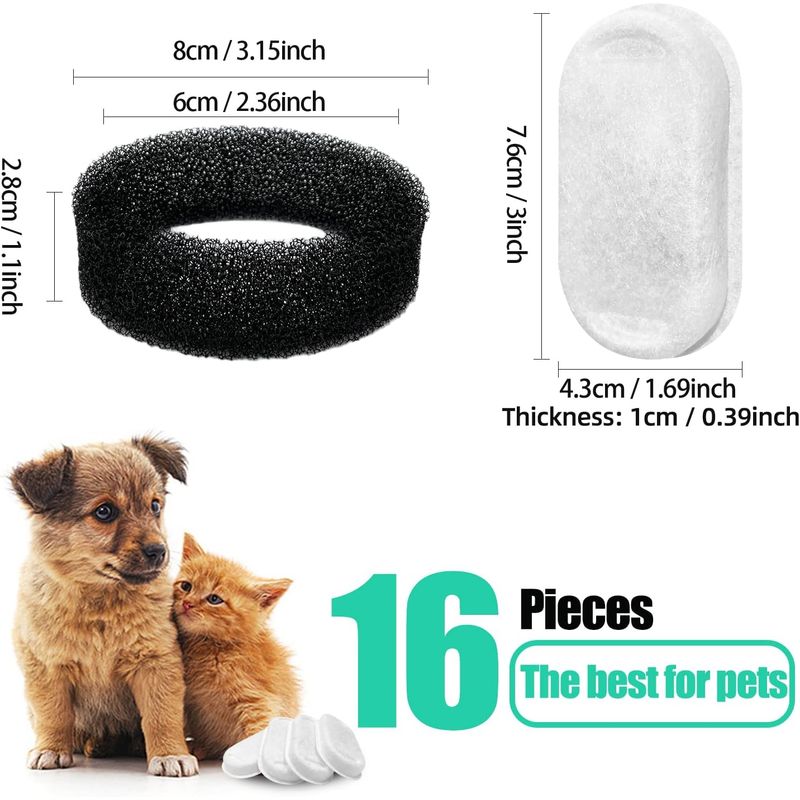 LovuPet Lot de 8 filtres de rechange pour fontaine à eau pour chat en acier