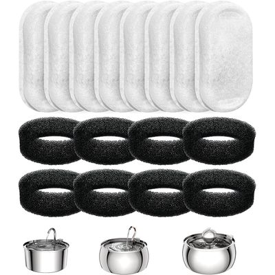 LovuPet Lot de 8 filtres de rechange pour fontaine à eau pour chat en acier