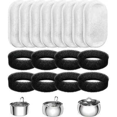 LovuPet Lot de 8 filtres de rechange pour fontaine à eau pour chat en acier