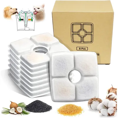 LovuPet Filtre carré lot 8 pour fontaine à eau chats avec résine charbon LovuPet Filtre carré lot 8 pour fontaine à eau chats avec résine charbon
