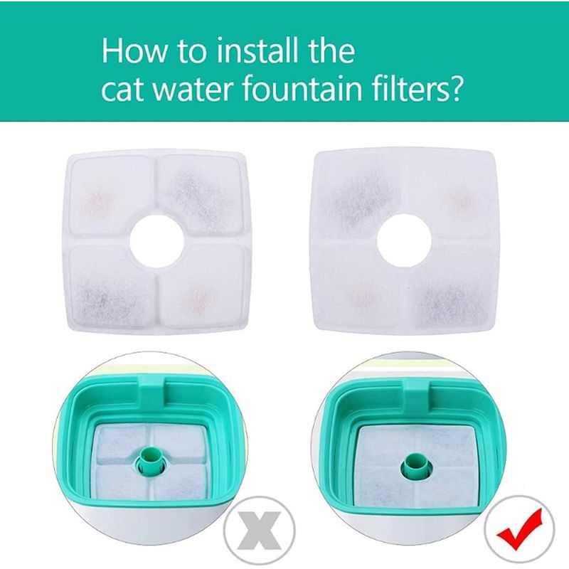 LovuPet Filtre carré lot 8 pour fontaine à eau chats avec résine charbon