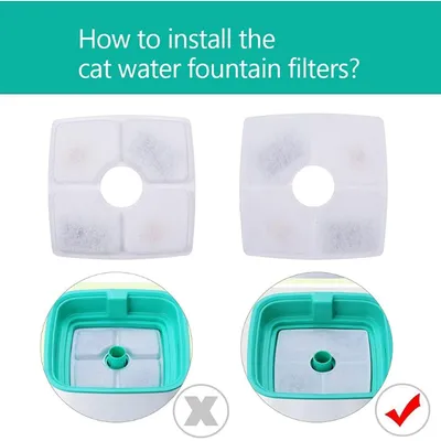 LovuPet Filtre carré lot 8 pour fontaine à eau chats avec résine charbon