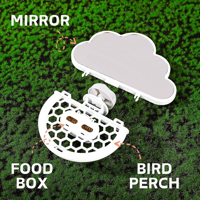 LovuPet Miroir à Oiseaux avec perchoir, Jouets pour Oiseaux