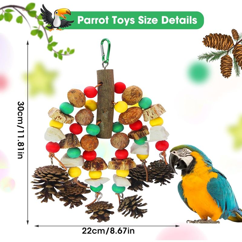 LovuPet Jouet à mordre en bois naturel pour cage de perroquet