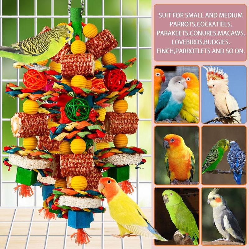 LovuPet Jouets pour oiseaux,pour perroquets gris africains, aras, cacatoès