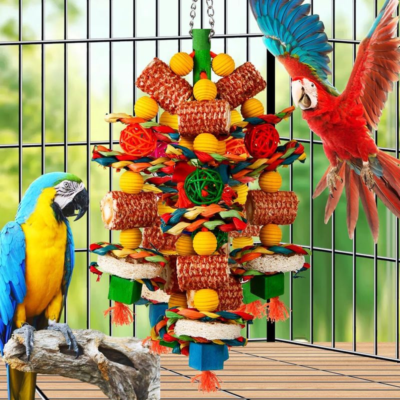LovuPet Jouets pour oiseaux,pour perroquets gris africains, aras, cacatoès