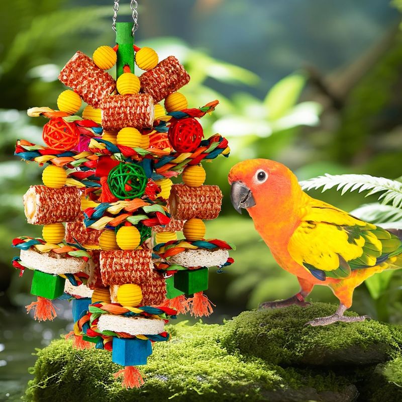 LovuPet Jouets pour oiseaux,pour perroquets gris africains, aras, cacatoès