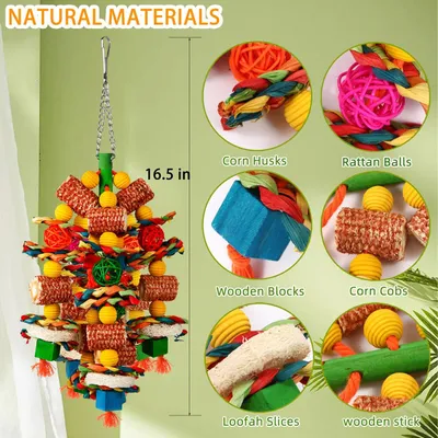 LovuPet Jouets pour oiseaux,pour perroquets gris africains, aras, cacatoès