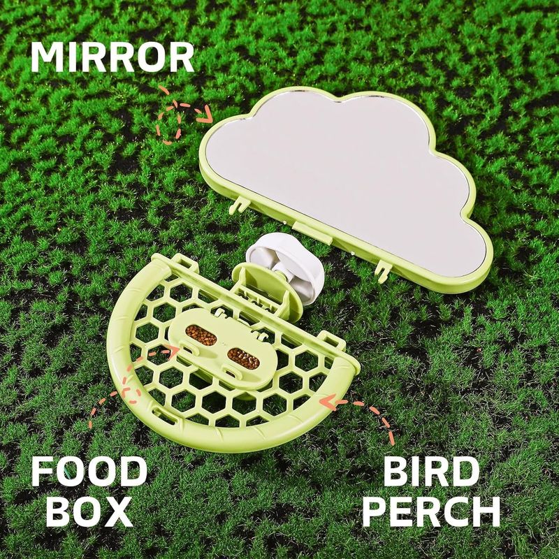 LovuPet Miroir à Oiseaux avec perchoir, Jouets pour Oiseaux