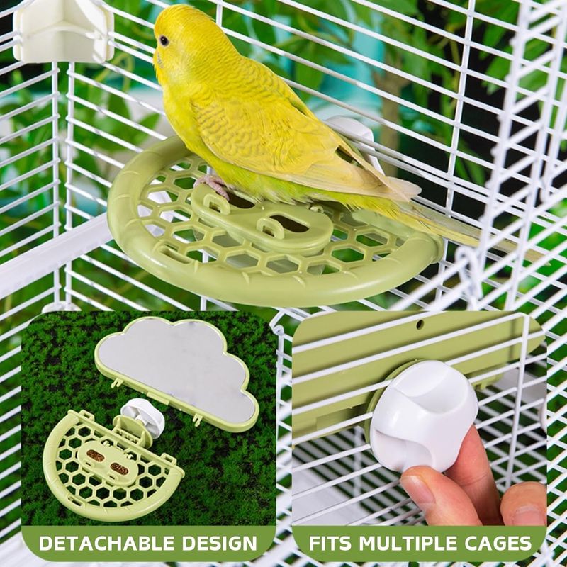 LovuPet Miroir à Oiseaux avec perchoir, Jouets pour Oiseaux