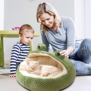 Lit Pour Chat En Forme De Citrouille Avec Coussin Amovible - Cabane Douillette Et Chauffante - Pour Chats Et Petits Chiens