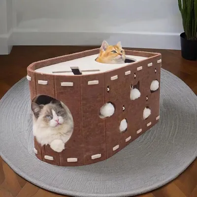 ZENITHMIND Maison pour Chat,Cachette Condo Caverne avec Surfaces à Griffes