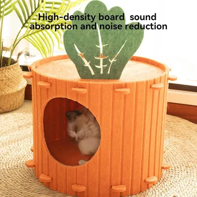 ZENITHMIND Maison semi-fermée en forme de carotte,Lit d'intérieur pour chat