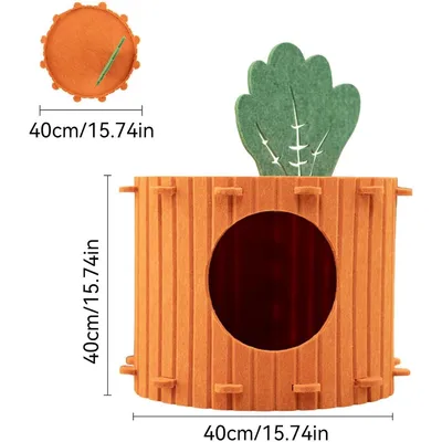 ZENITHMIND Maison semi-fermée en forme de carotte,Lit d'intérieur pour chat